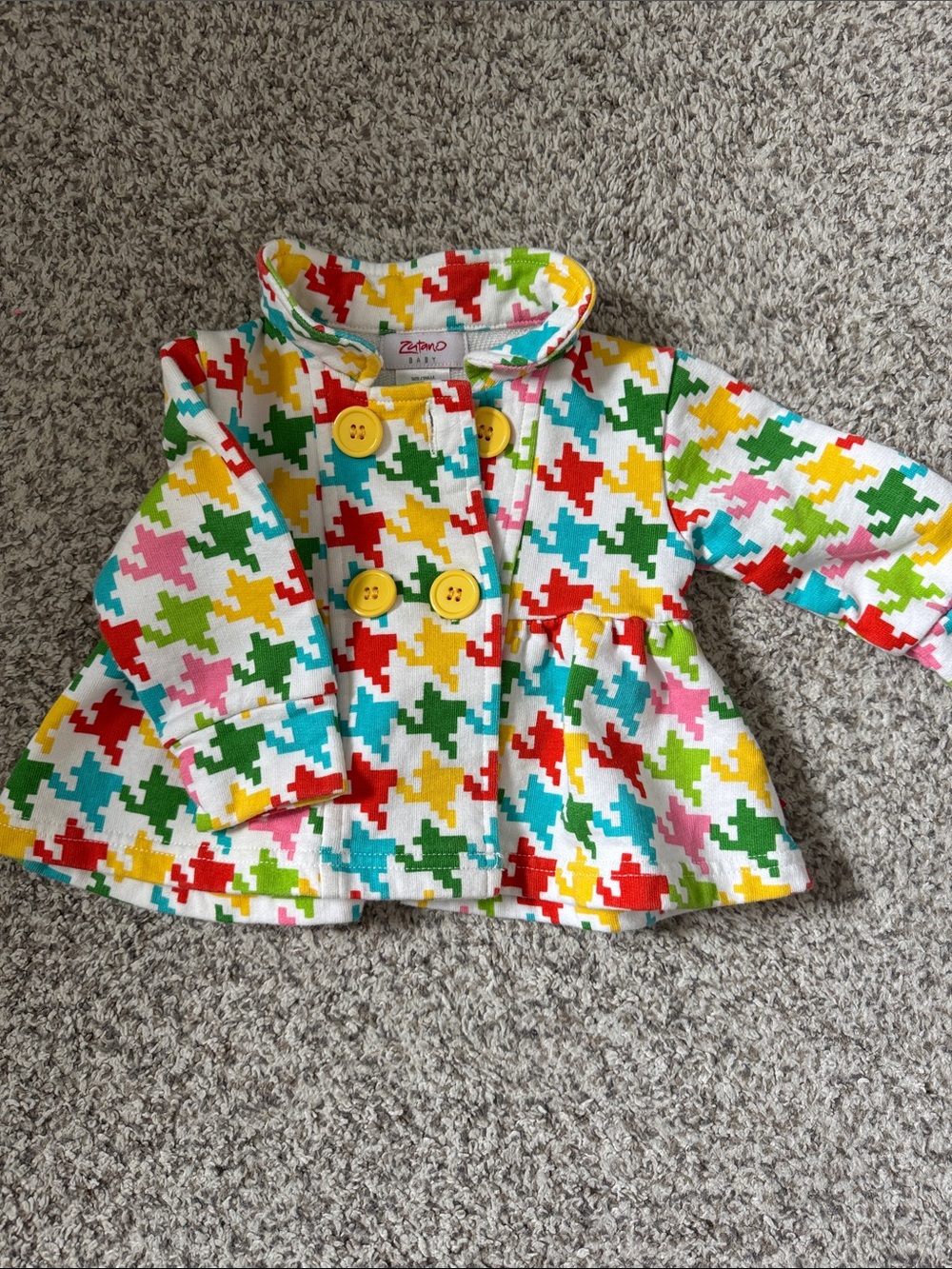 Zutano Multicolor Houndstooth Peacoat with Yellow Buttons